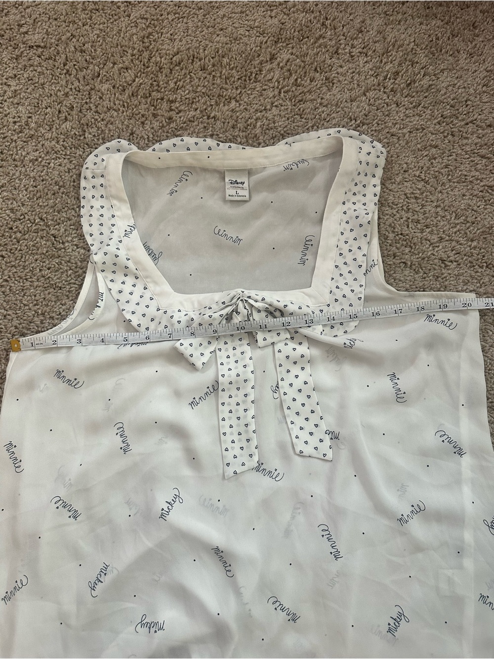 Disney Lauren Conrad Minnie Mouse Bow Blouse Tank Top Women's Large White - Picture 5 of 7